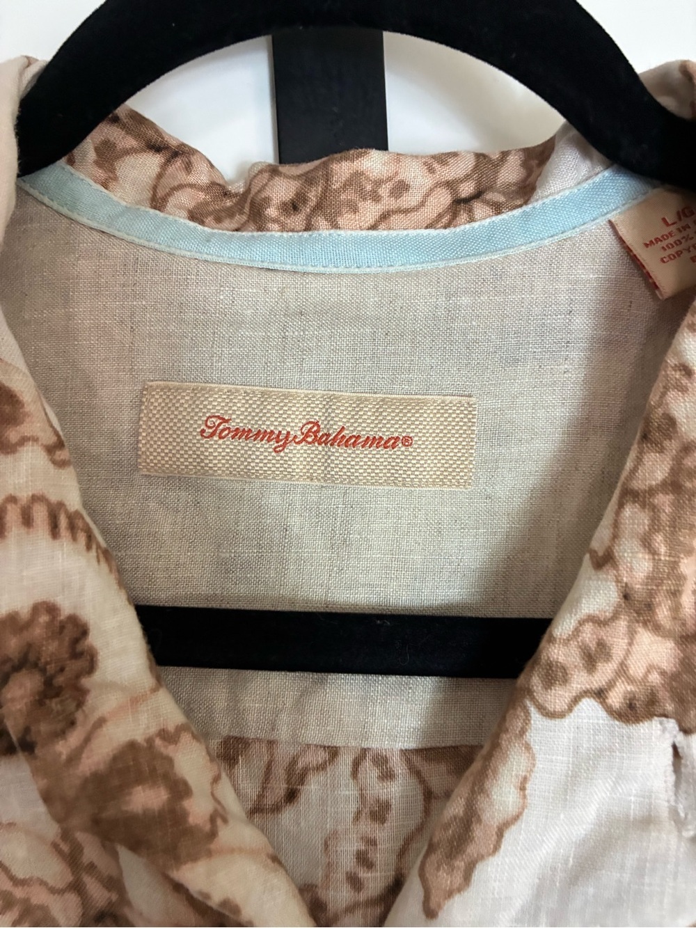 Tommy Bahama Cream & Brown Floral button up Shirt size L - Picture 12 of 13